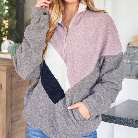 Casual Contemporary GRAY COMBO Pullover Top - Picture 1 of 7